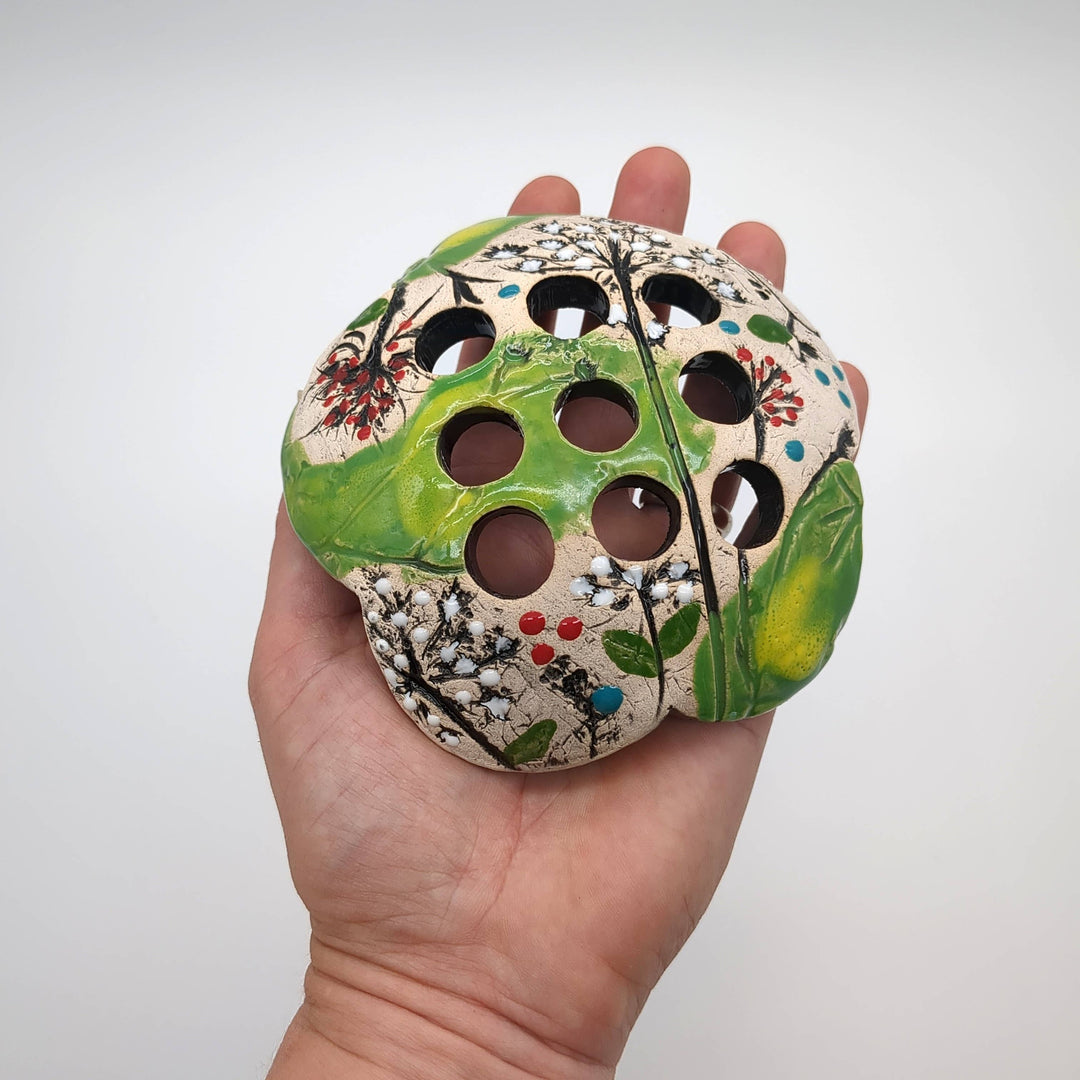 Pottery Flower Frog / Walton Clay Studio