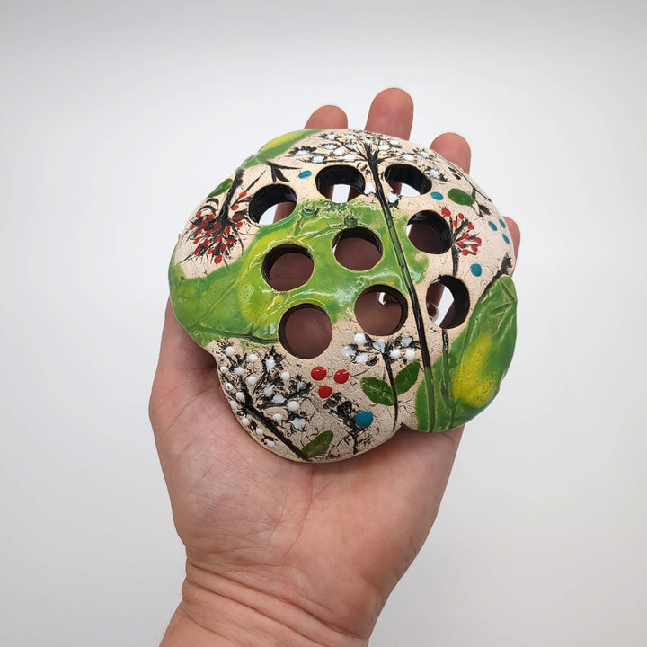 Pottery Flower Frog / Walton Clay Studio