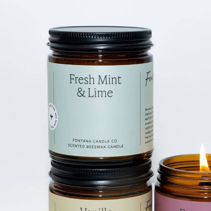 Fontana Fresh Mint &amp; Lime Beeswax &amp; Essential Oil Jar Candle
