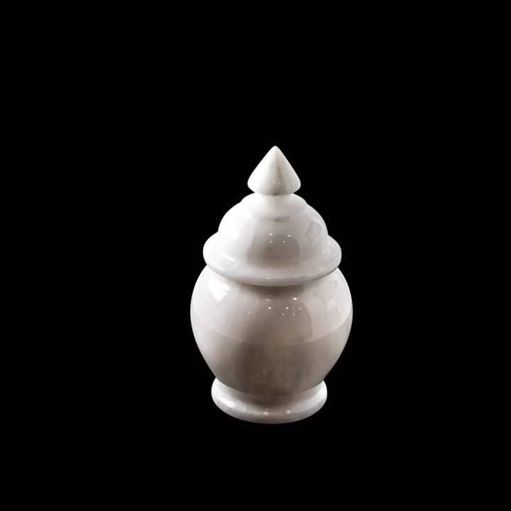 White Onyx Jar 5 inch Pointy Top