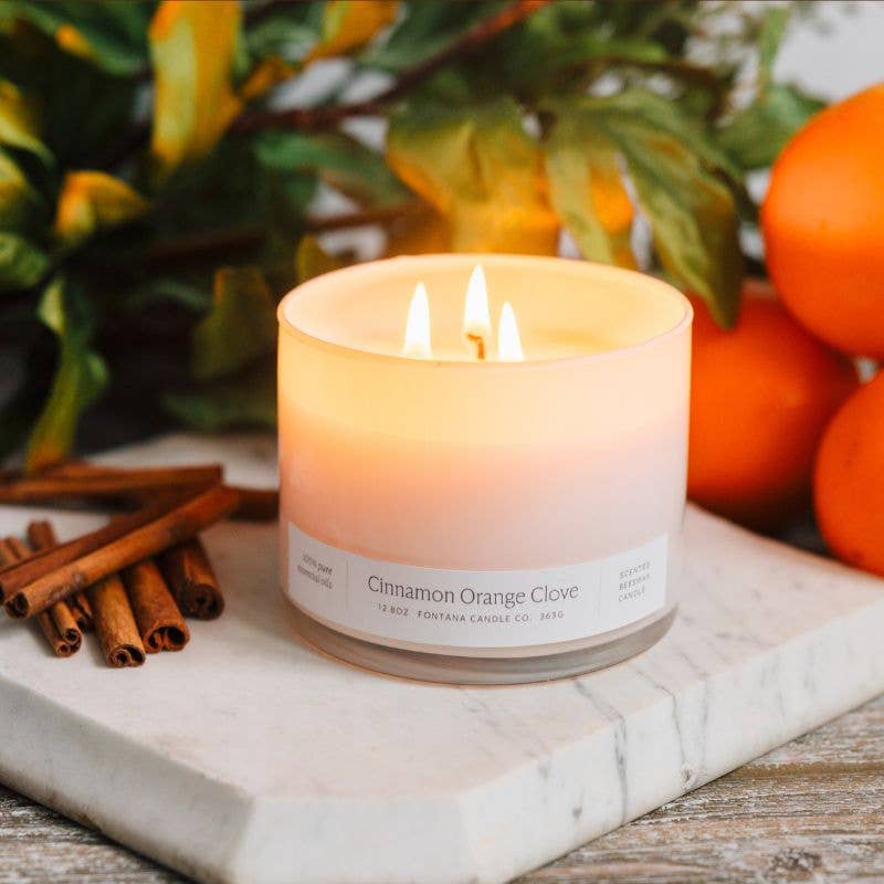 Fontana Cinnamon Orange Clove Beeswax &amp; Essential Oil 3 Wick Candle
