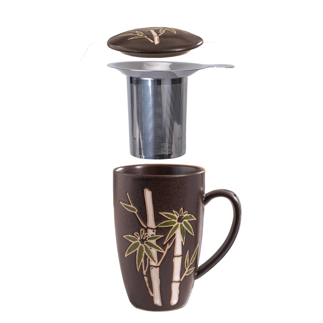 Urban Tokyo Bamboo 15oz Tea Mugs with Lid and Infuser