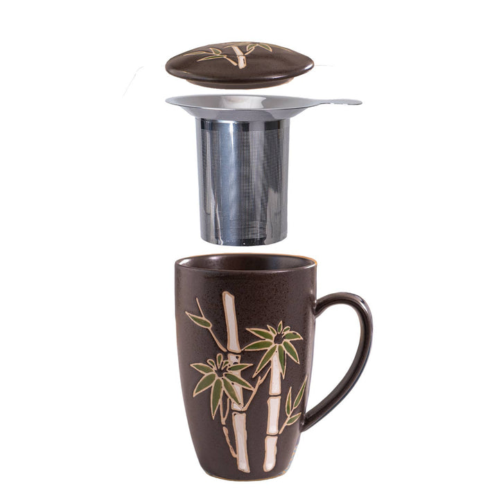 Urban Tokyo Bamboo 15oz Tea Mugs with Lid and Infuser