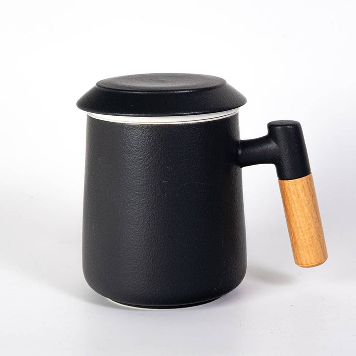 Urban Tokyo Black 15oz Tea Mugs with Lid and Infuser