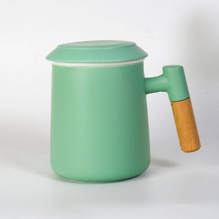 15oz Tea Mugs with Lid and Infuser for Loose Leaf Tea Mint Green (4/48)