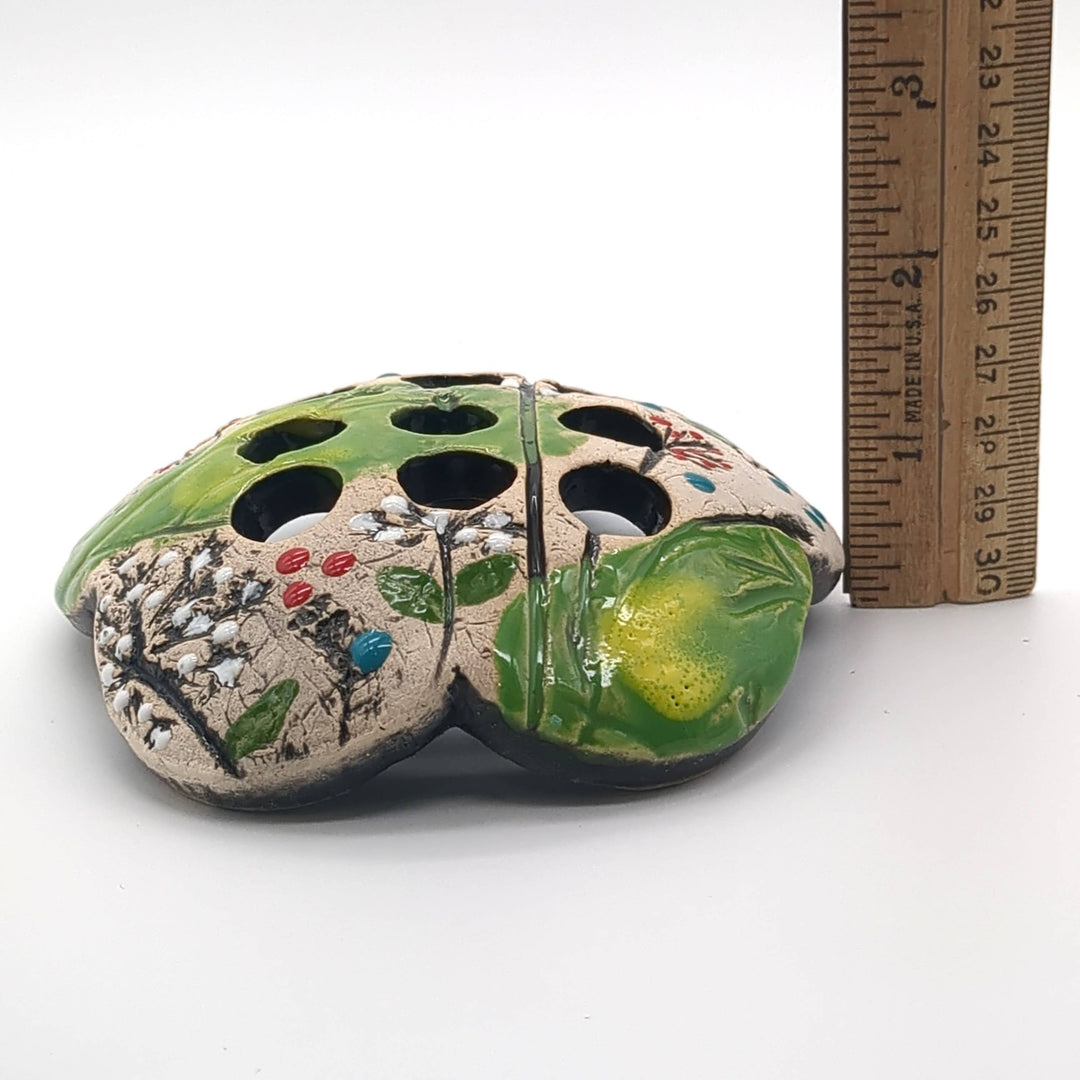 Pottery Flower Frog / Walton Clay Studio