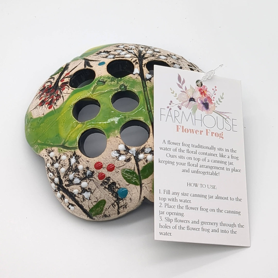 Pottery Flower Frog / Walton Clay Studio