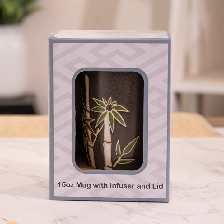 Urban Tokyo Bamboo 15oz Tea Mugs with Lid and Infuser