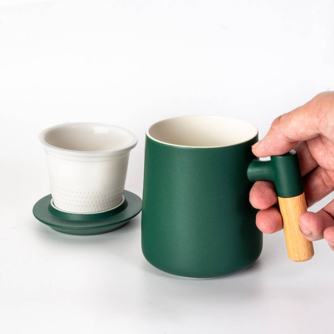 Urban Tokyo Green 15oz Tea Mugs with Lid and Infuser