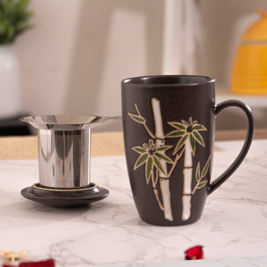 Urban Tokyo Bamboo 15oz Tea Mugs with Lid and Infuser