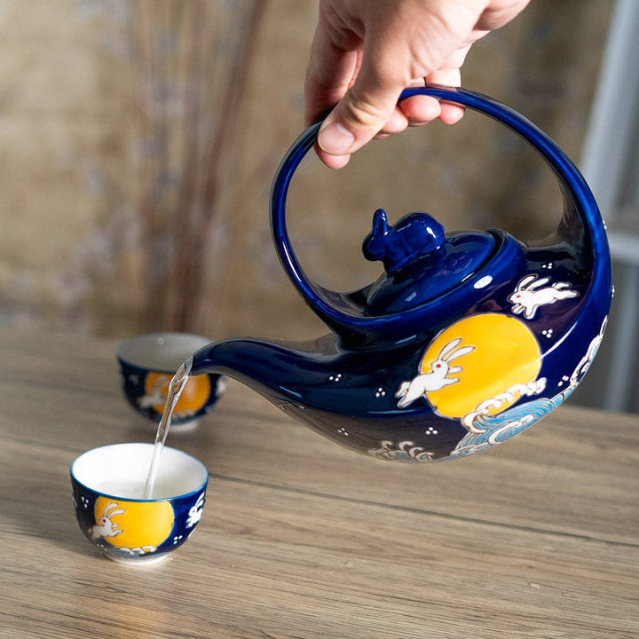 Urban Tokyo Moon Rabbit  22oz Tea Set with 2 Cups