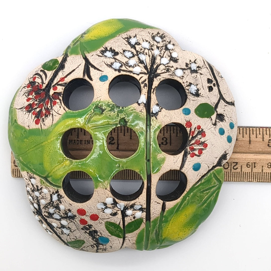 Pottery Flower Frog / Walton Clay Studio