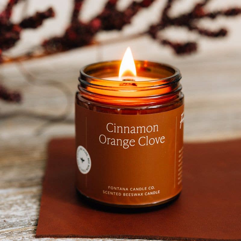Fontana Cinnamon Orange Clove Beeswax &amp; Essential Oil Jar Candle