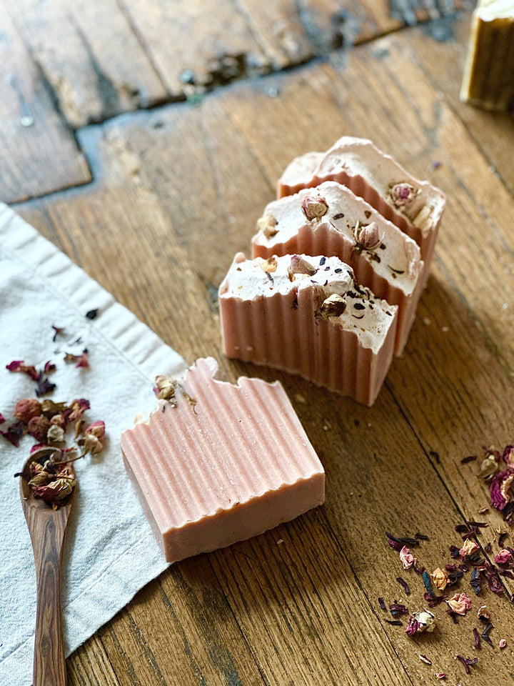 Rose Hibiscus Goat Milk Soap - Natural Handmade Bar | Synergy Herbal Works