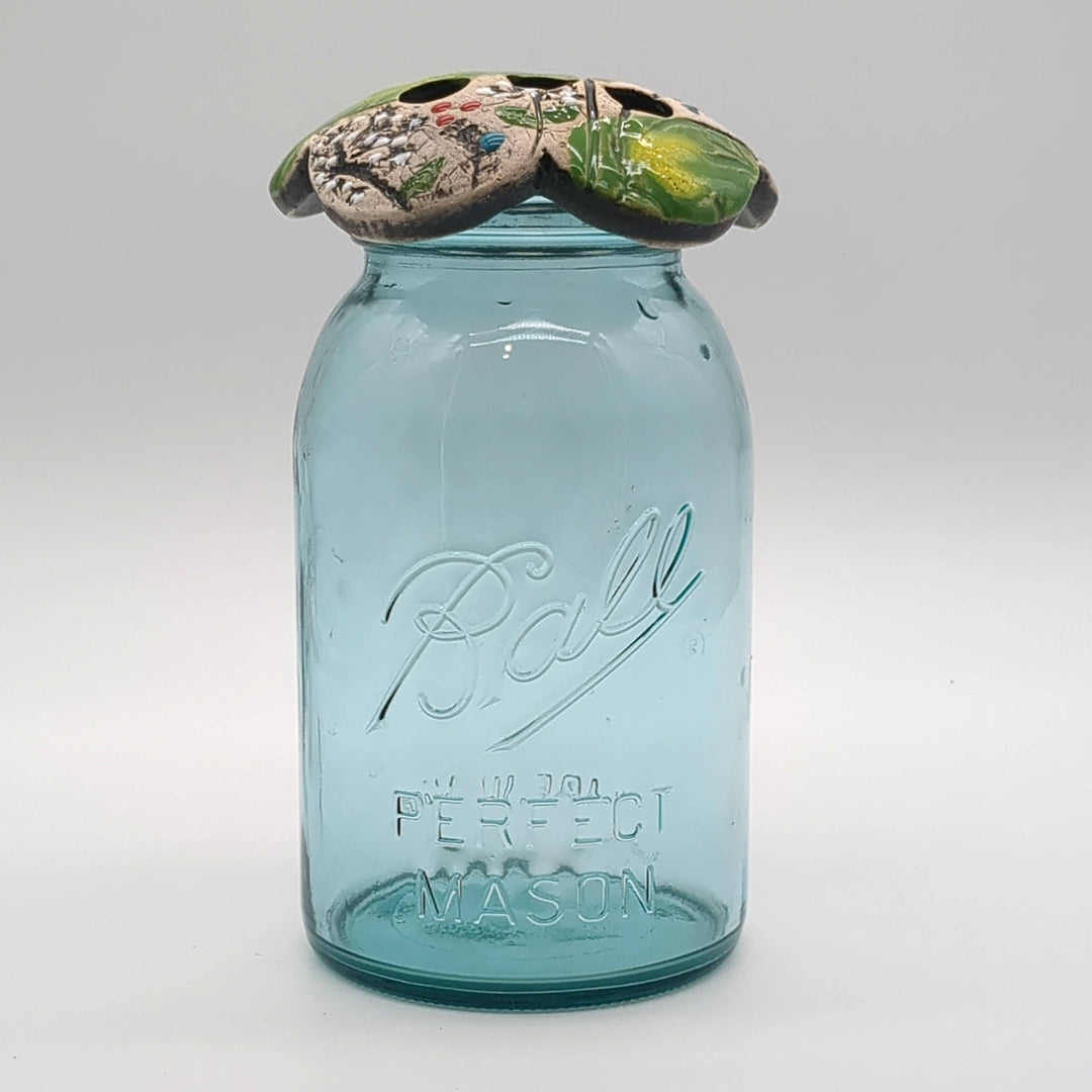 Pottery Flower Frog / Walton Clay Studio