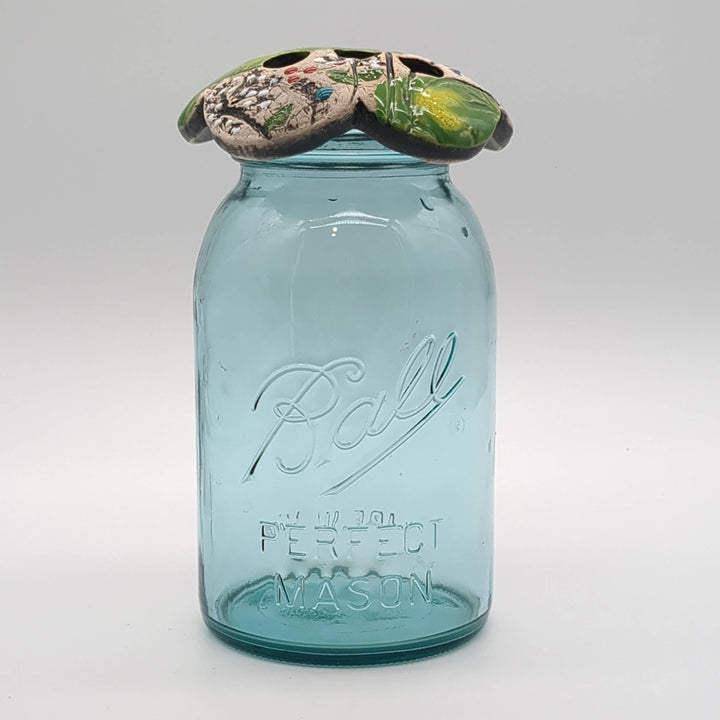 Pottery Flower Frog / Walton Clay Studio