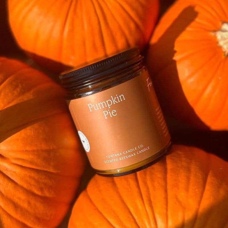 Fontana Pumpkin Pie Essential Oil Beeswax Jar Candle: Non-Toxic