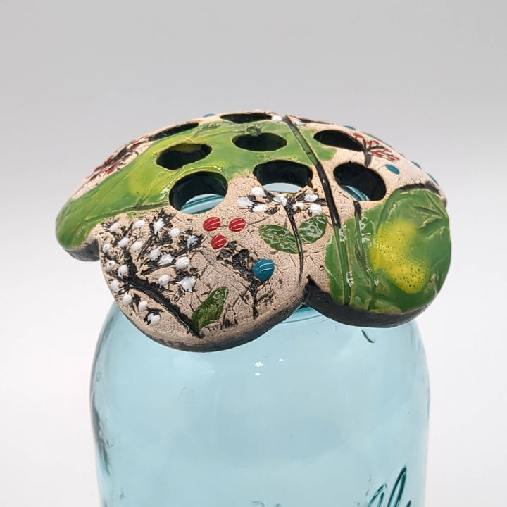 Pottery Flower Frog / Walton Clay Studio