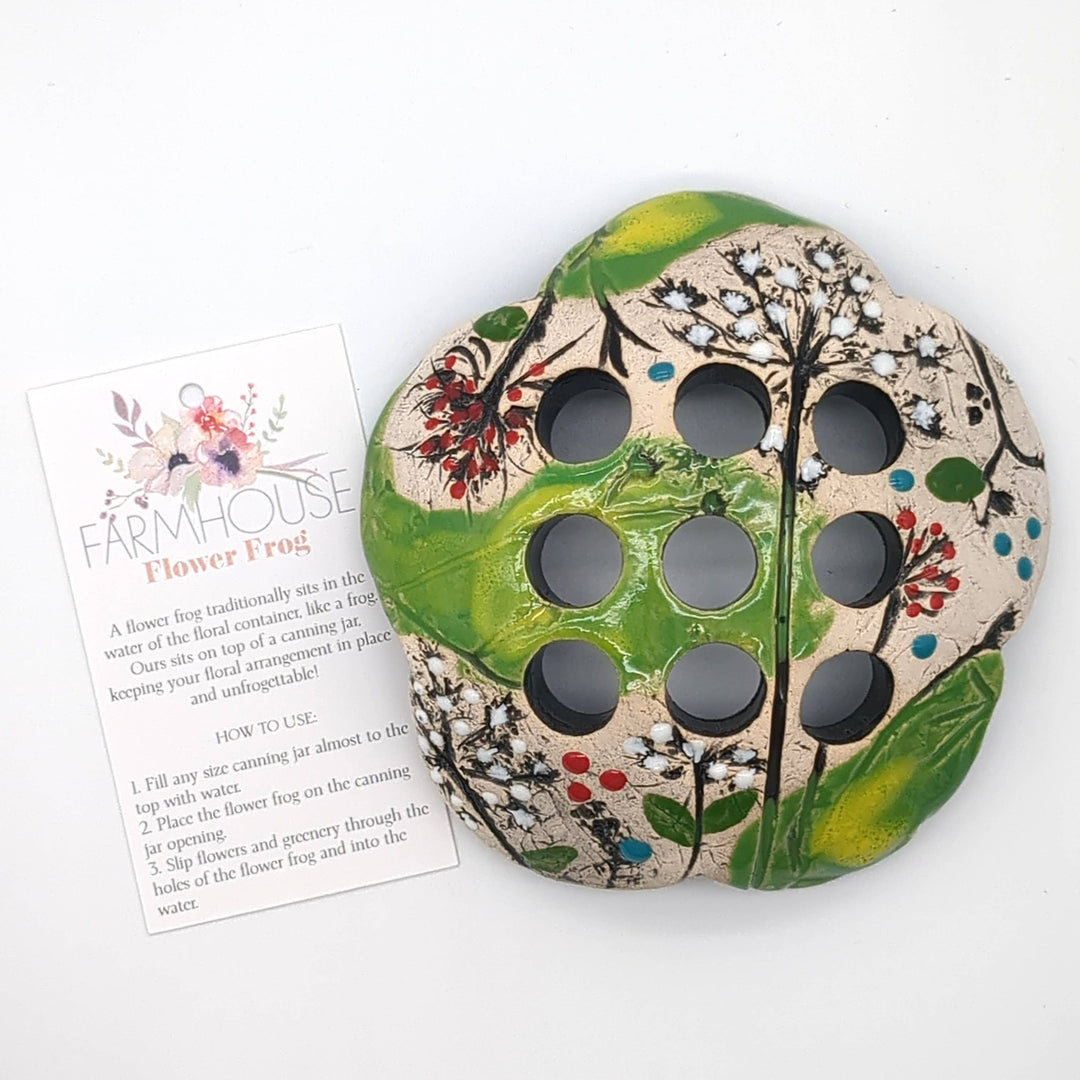 Pottery Flower Frog / Walton Clay Studio