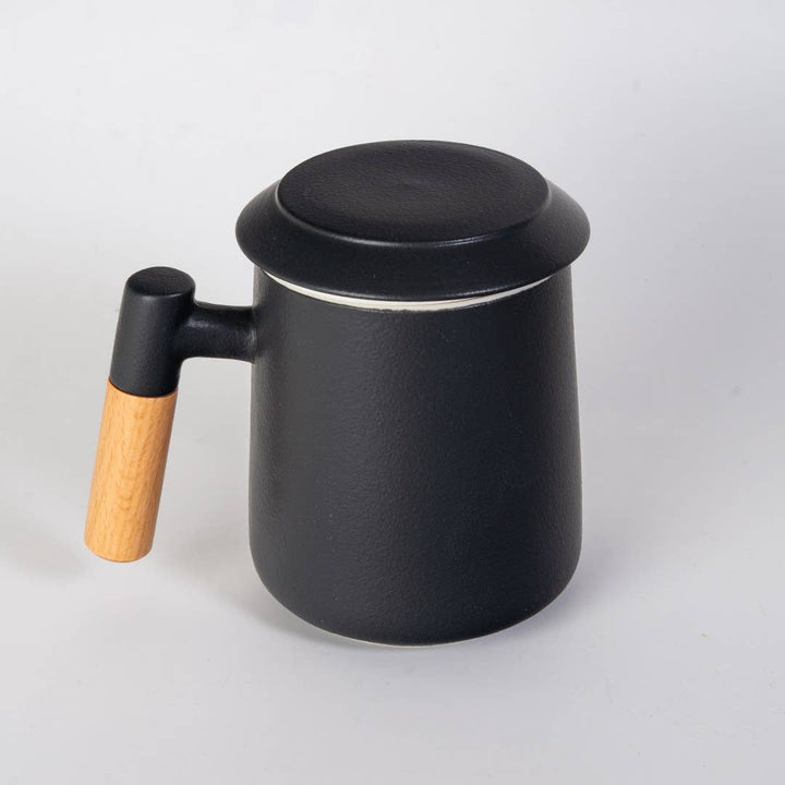Urban Tokyo Black 15oz Tea Mugs with Lid and Infuser
