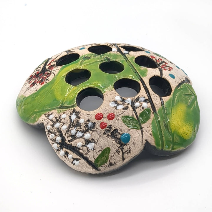 Pottery Flower Frog / Walton Clay Studio