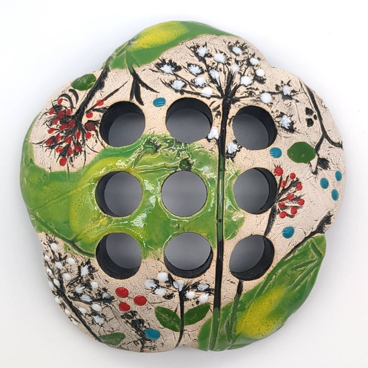 Pottery Flower Frog / Walton Clay Studio
