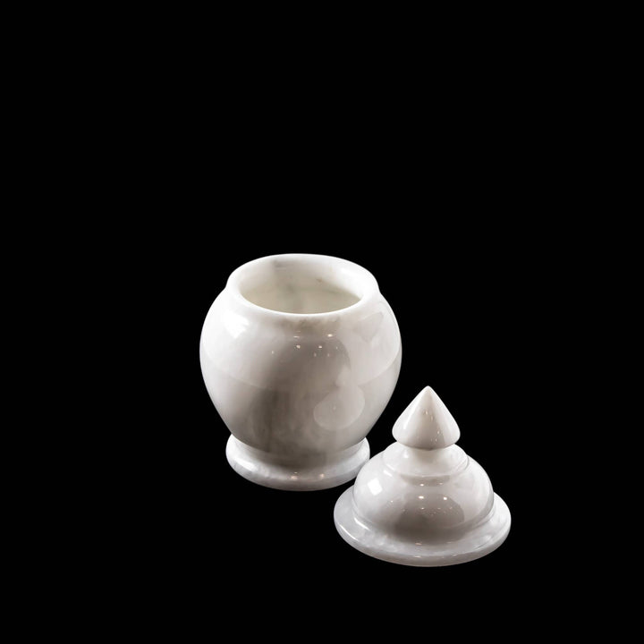 White Onyx Jar 5 inch Pointy Top