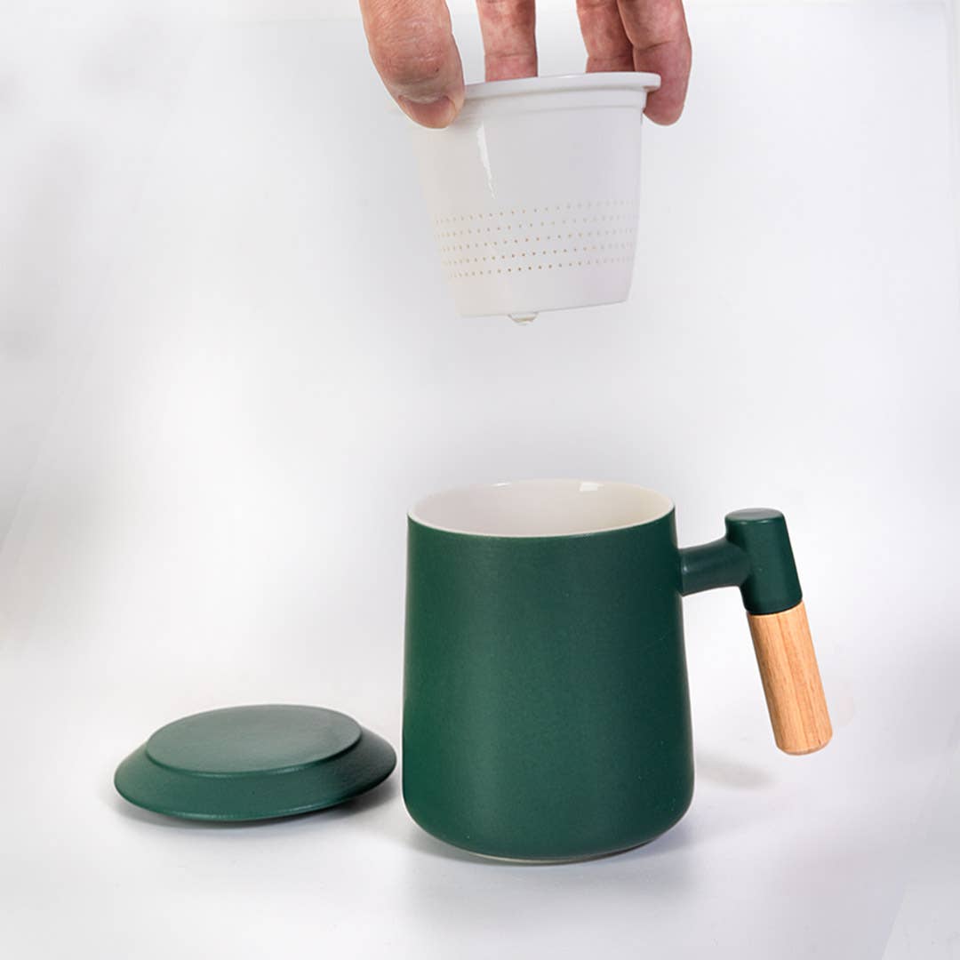 Urban Tokyo Green 15oz Tea Mugs with Lid and Infuser