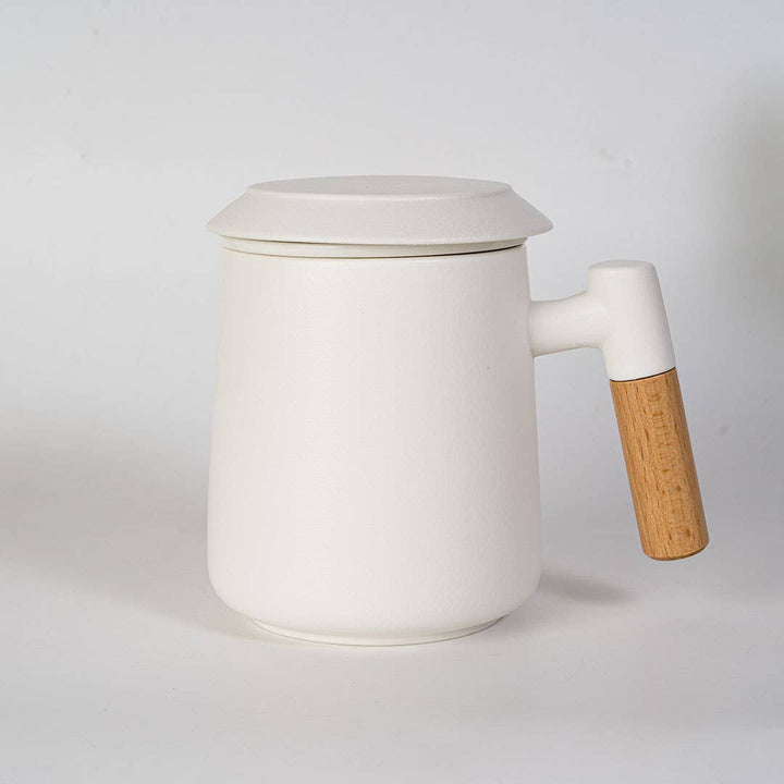 Urban Tokyo White 15oz Tea Mugs with Lid and Infuser for Loose Leaf Tea