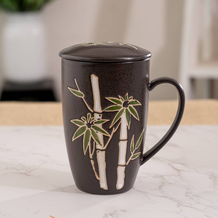 Urban Tokyo Bamboo 15oz Tea Mugs with Lid and Infuser