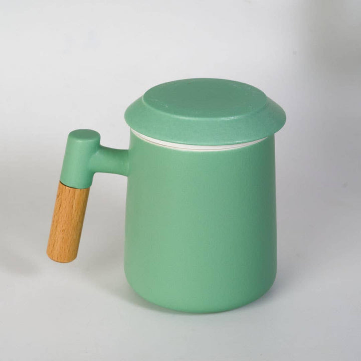 15oz Tea Mugs with Lid and Infuser for Loose Leaf Tea Mint Green (4/48)