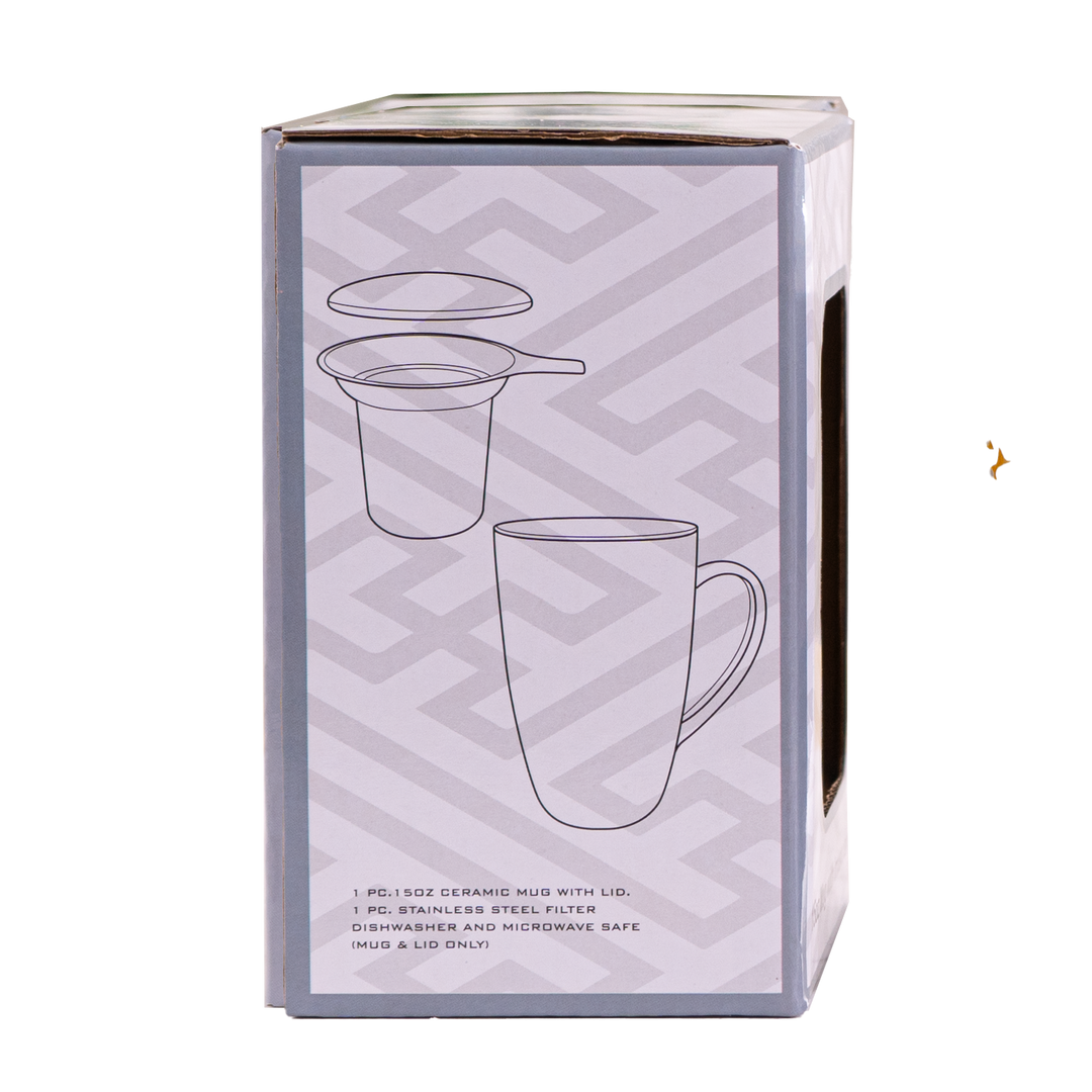 Urban Tokyo Yellow Flower 15oz Tea Mugs with Lid and Infuser