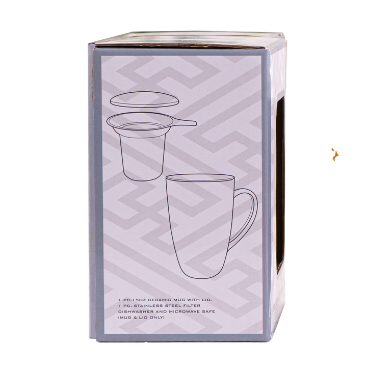 Urban Tokyo Yellow Flower 15oz Tea Mugs with Lid and Infuser