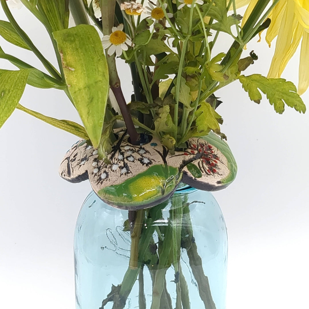 Pottery Flower Frog / Walton Clay Studio