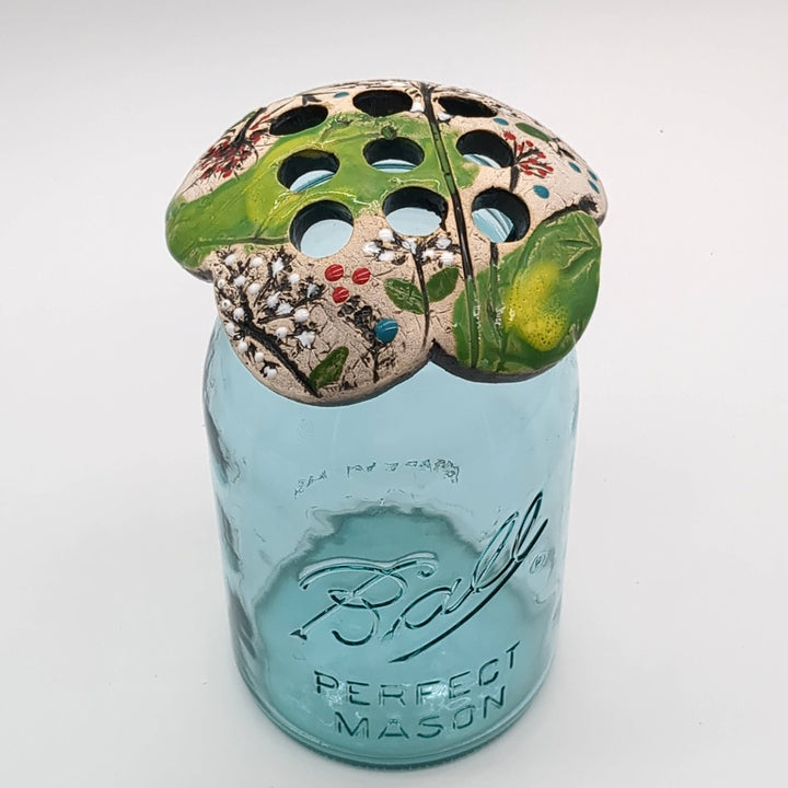 Pottery Flower Frog / Walton Clay Studio