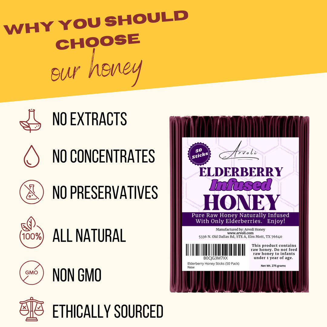 Elderberry Infused Honey Sticks