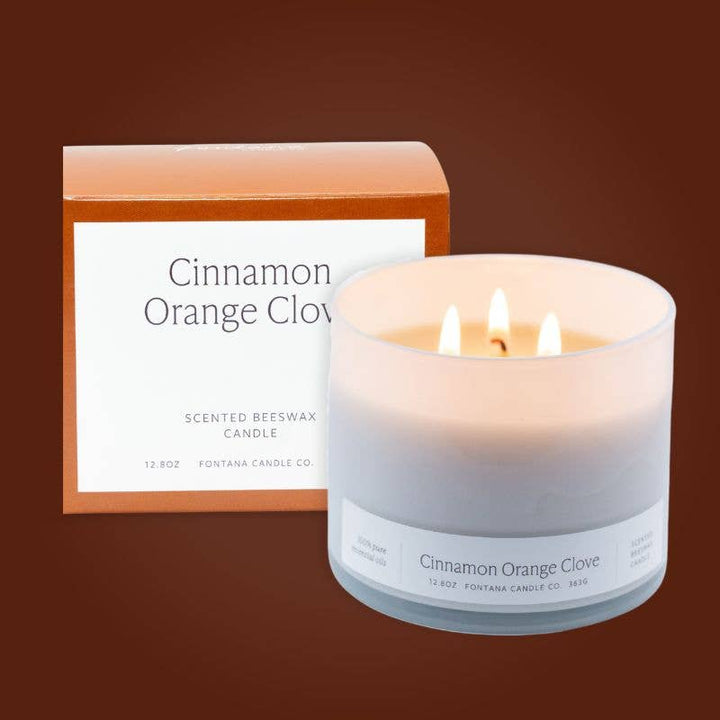 Fontana Cinnamon Orange Clove Beeswax &amp; Essential Oil 3 Wick Candle